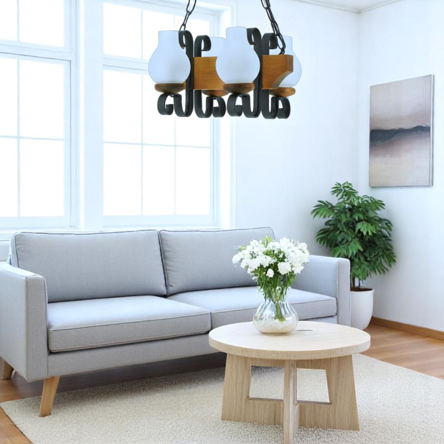 Luster na reťazi VELA 4xE14/40W/230V buk - FSC certifikované