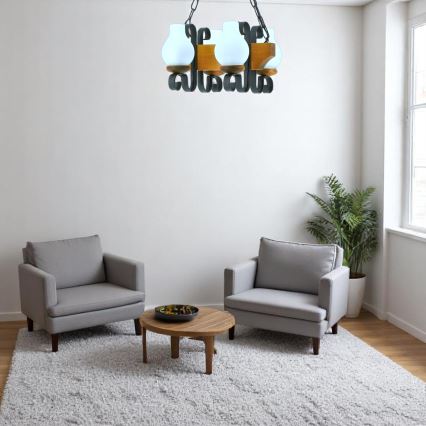 Luster na reťazi VELA 4xE14/40W/230V buk - FSC certifikované