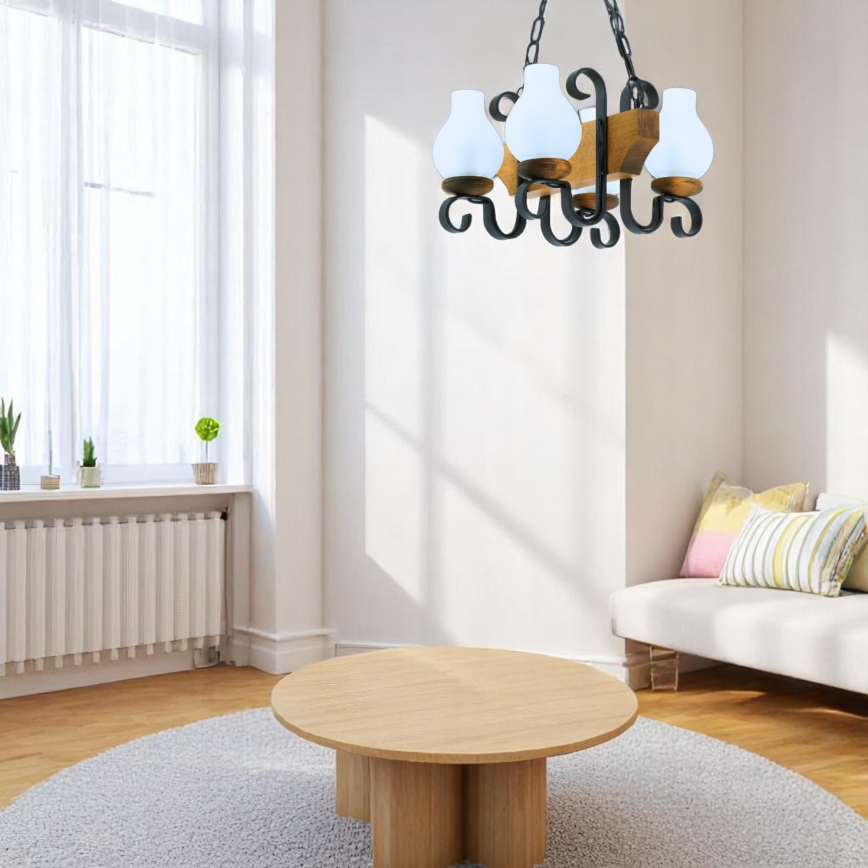 Luster na reťazi VELA 4xE14/40W/230V buk - FSC certifikované