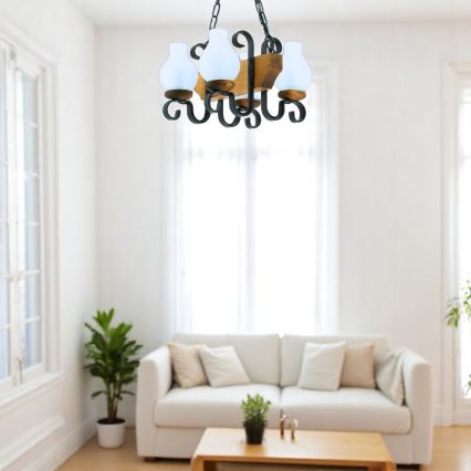 Luster na reťazi VELA 4xE14/40W/230V buk - FSC certifikované