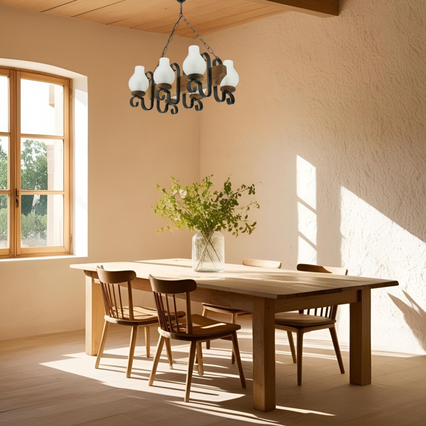 Luster na reťazi VELA 6xE14/40W/230V buk - FSC certifikované