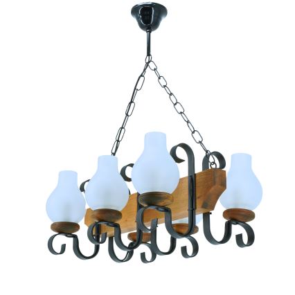 Luster na reťazi VELA 6xE14/40W/230V buk - FSC certifikované