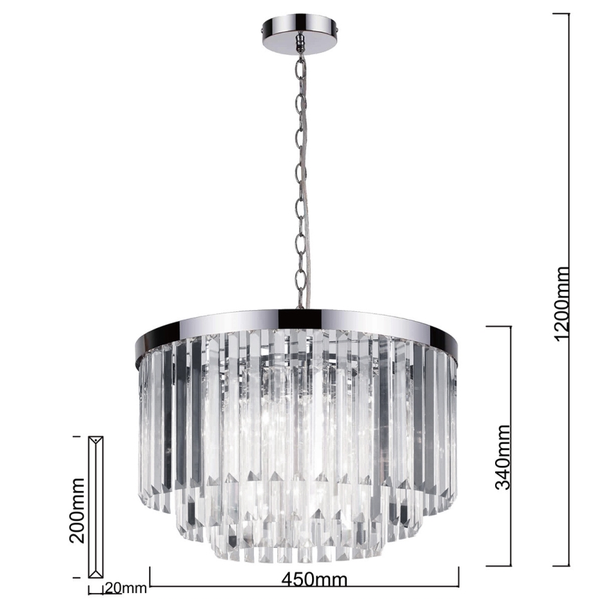 Luster na reťazi VETRO 5xE14/60W/230V lesklý chróm