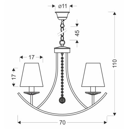 Luster na reťazi VITORIA 4xE14/40W/230V žltá/mosadz