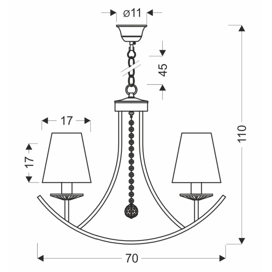 Luster na reťazi VITORIA 4xE14/40W/230V žltá/mosadz
