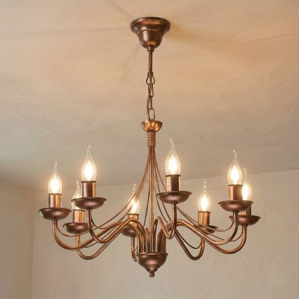 Luster na retiazke ANTON 8xE14/60W/230V bronzový