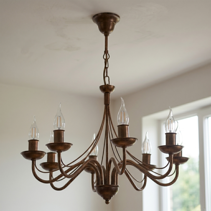 Luster na retiazke ANTON 8xE14/60W/230V bronzový