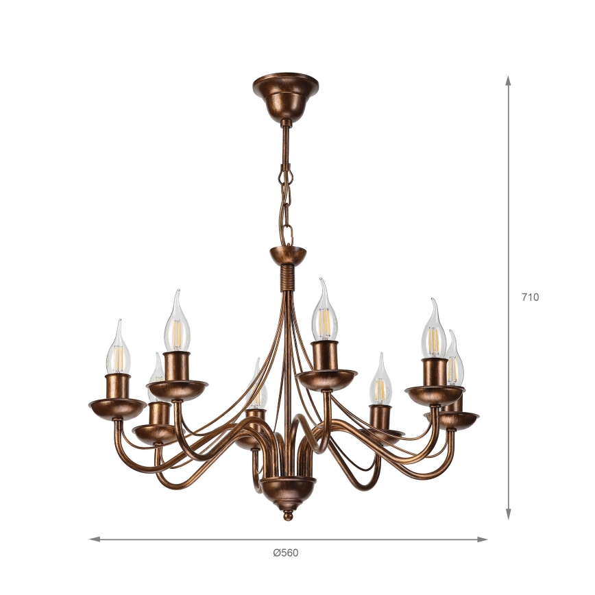 Luster na retiazke ANTON 8xE14/60W/230V bronzový