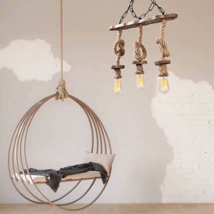 Luster na retiazke EREBOS 3xE27/40W/230V hnedá