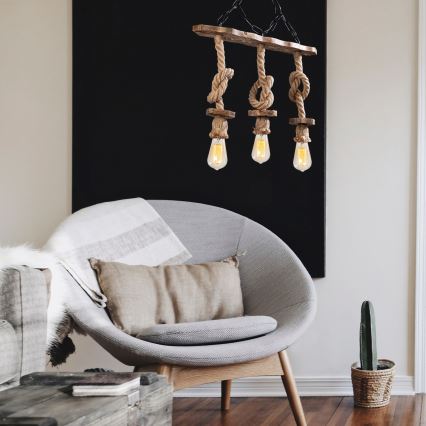 Luster na retiazke EREBOS 3xE27/40W/230V hnedá