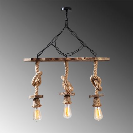 Luster na retiazke EREBOS 3xE27/40W/230V hnedá