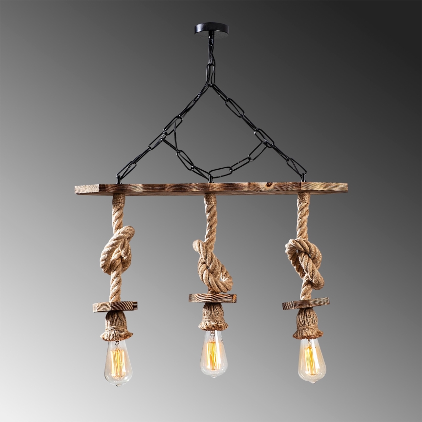 Luster na retiazke EREBOS 3xE27/40W/230V hnedá