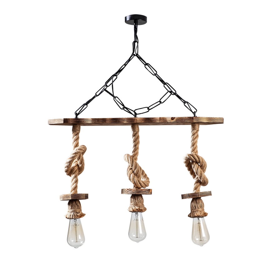 Luster na retiazke EREBOS 3xE27/40W/230V hnedá