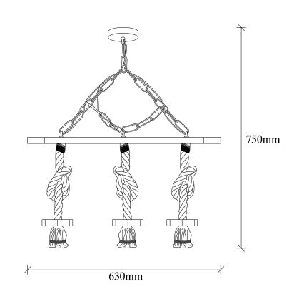 Luster na retiazke EREBOS 3xE27/40W/230V hnedá