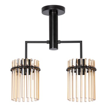 Luster na tyči 2xE27/60W/230V čierna/béžová