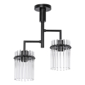 Luster na tyči 2xE27/60W/230V čierna/číra