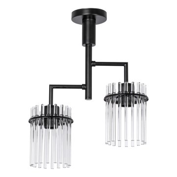 Luster na tyči 2xE27/60W/230V čierna/číra