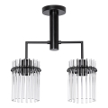 Luster na tyči 2xE27/60W/230V čierna/číra