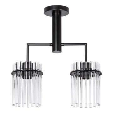 Luster na tyči 2xE27/60W/230V čierna/číra