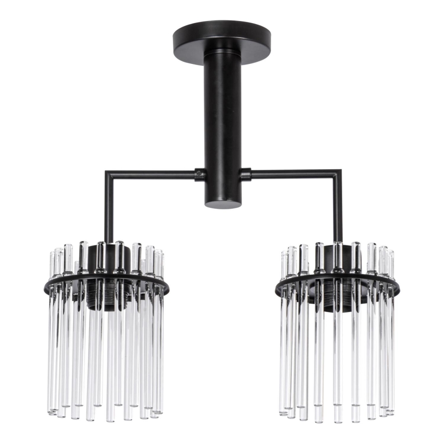 Luster na tyči 2xE27/60W/230V čierna/číra