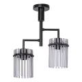 Luster na tyči 2xE27/60W/230V čierna/dymová
