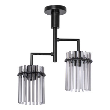 Luster na tyči 2xE27/60W/230V čierna/dymová