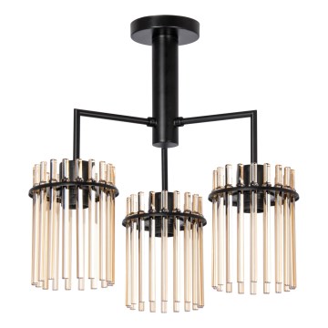 Luster na tyči 3xE27/60W/230V čierna/béžová