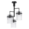 Luster na tyči 3xE27/60W/230V čierna/číra