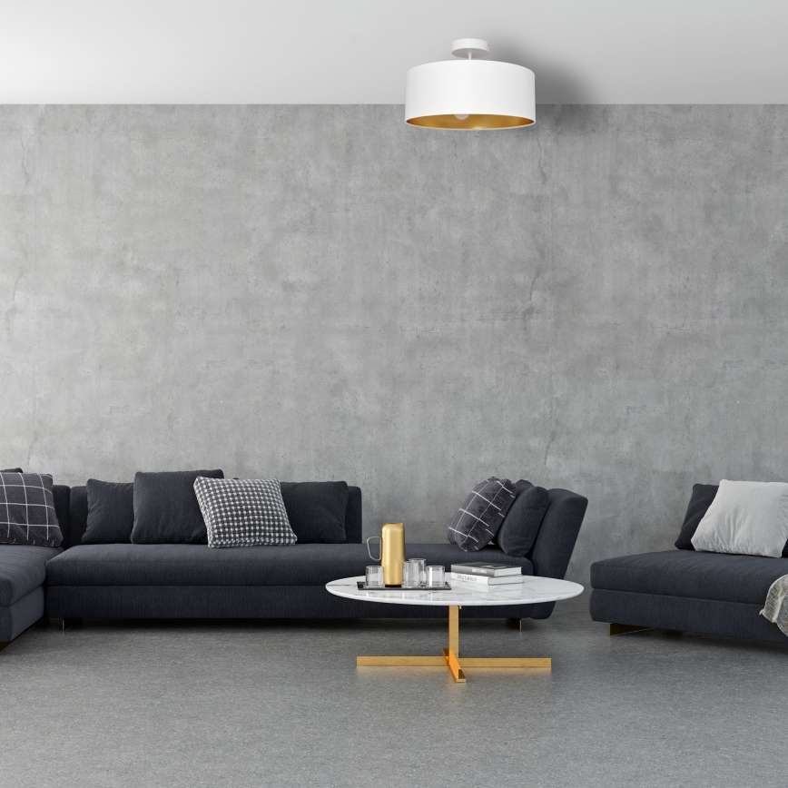 Luster na tyči ALBA 3xE27/15W/230V biela/zlatá