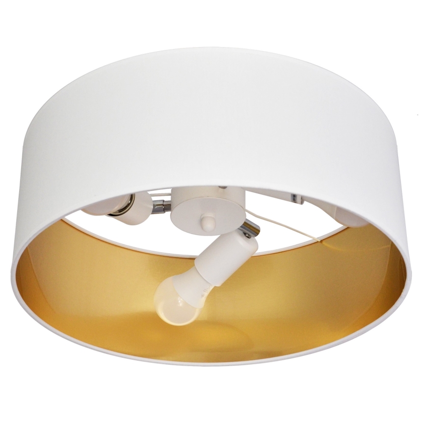 Luster na tyči ALBA 3xE27/15W/230V biela/zlatá
