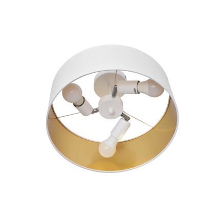 Luster na tyči ALBA 3xE27/15W/230V biela/zlatá