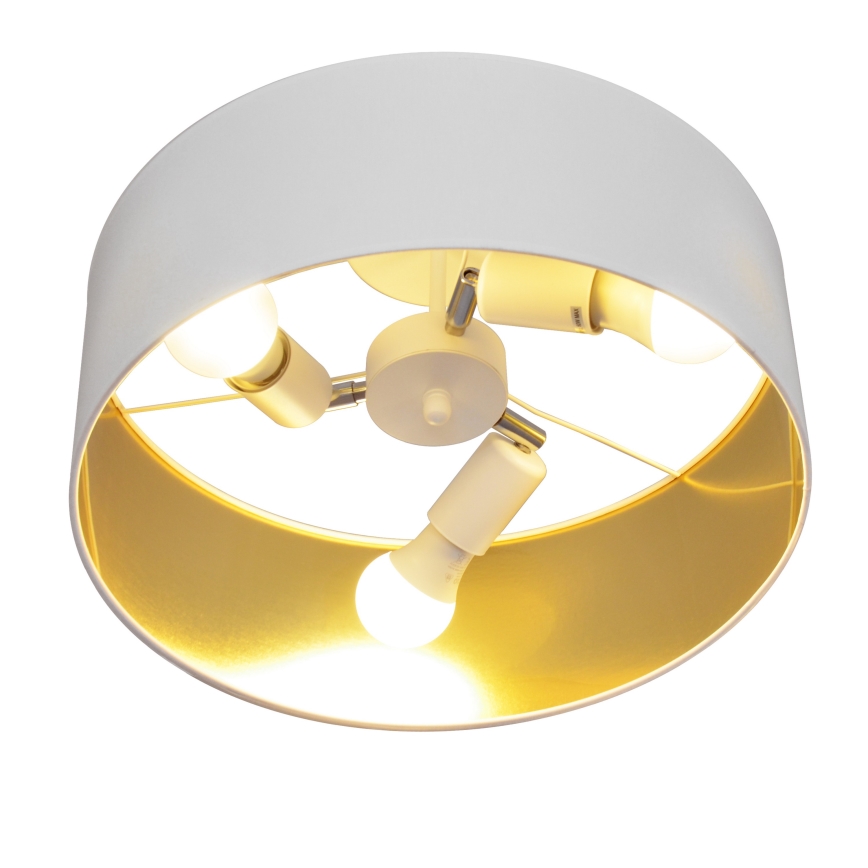 Luster na tyči ALBA 3xE27/15W/230V biela/zlatá