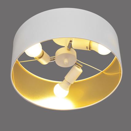 Luster na tyči ALBA 3xE27/15W/230V biela/zlatá