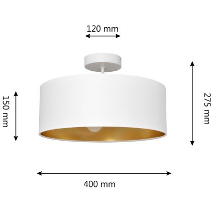 Luster na tyči ALBA 3xE27/15W/230V biela/zlatá