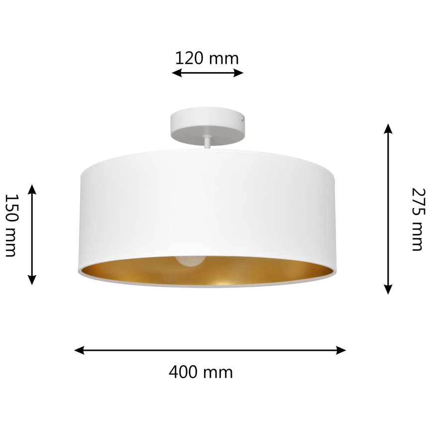 Luster na tyči ALBA 3xE27/15W/230V biela/zlatá