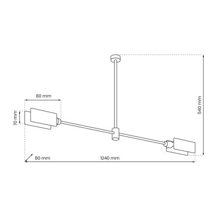 Luster na tyči ASTRA 2xE27/60W/230V čierna