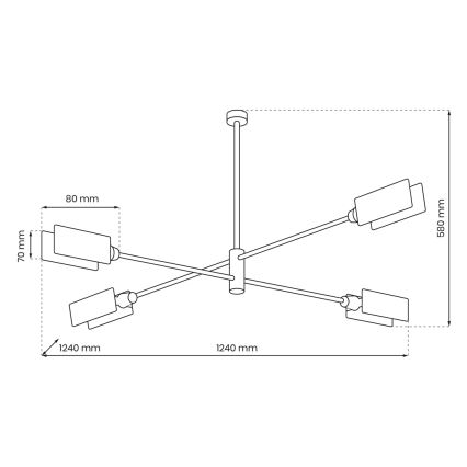 Luster na tyči ASTRA 4xE27/60W/230V čierna