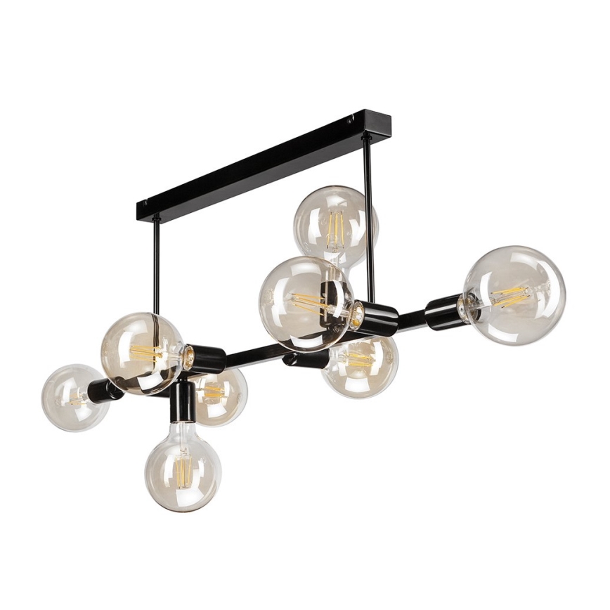 Luster na tyči ASTRID 8xE27/60W/230V čierna