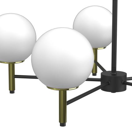 Luster na tyči AWINION 6xE27/15W/230V biela/zlatá/čierna
