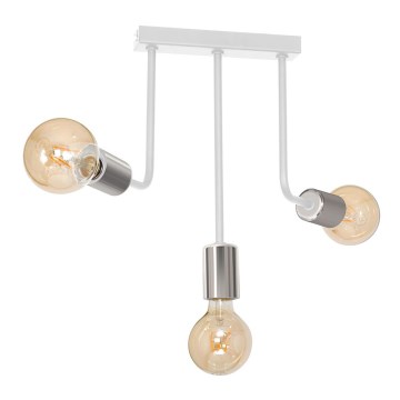 Luster na tyči CANDELA 3xE27/15W/230V biela/lesklý chróm