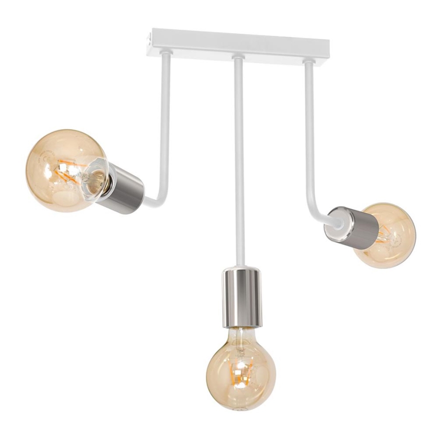 Luster na tyči CANDELA 3xE27/15W/230V biela/lesklý chróm