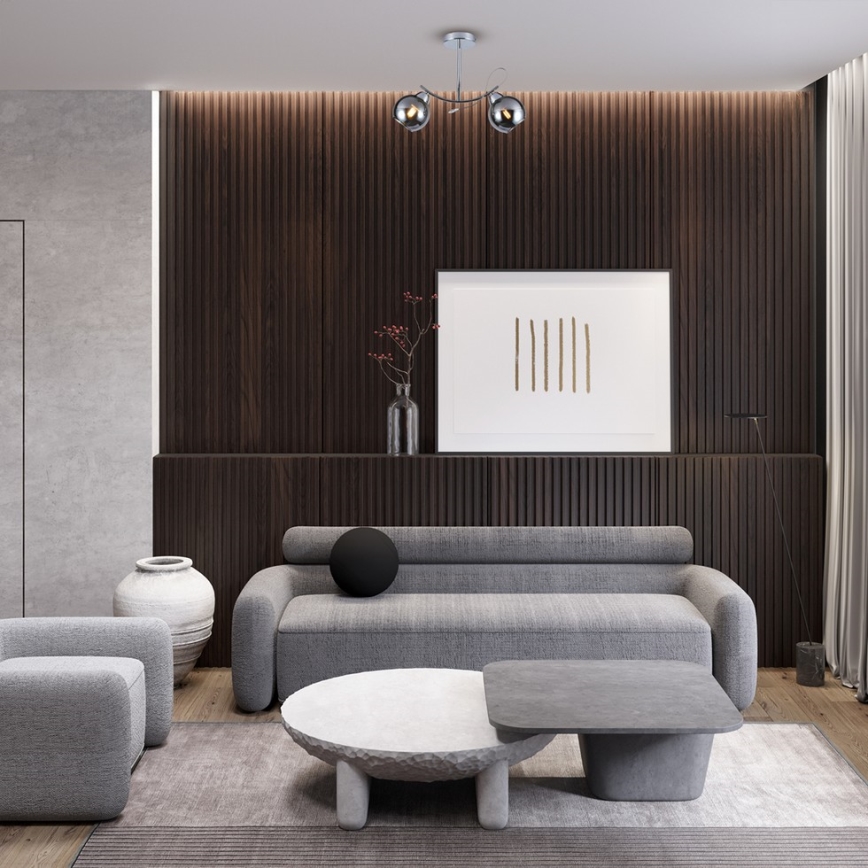Luster na tyči CONNOR 2xE27/15W/230V lesklý chróm/šedá