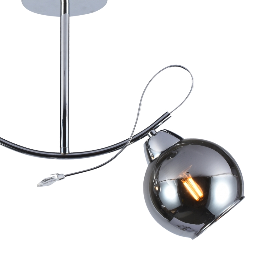 Luster na tyči CONNOR 2xE27/15W/230V lesklý chróm/šedá