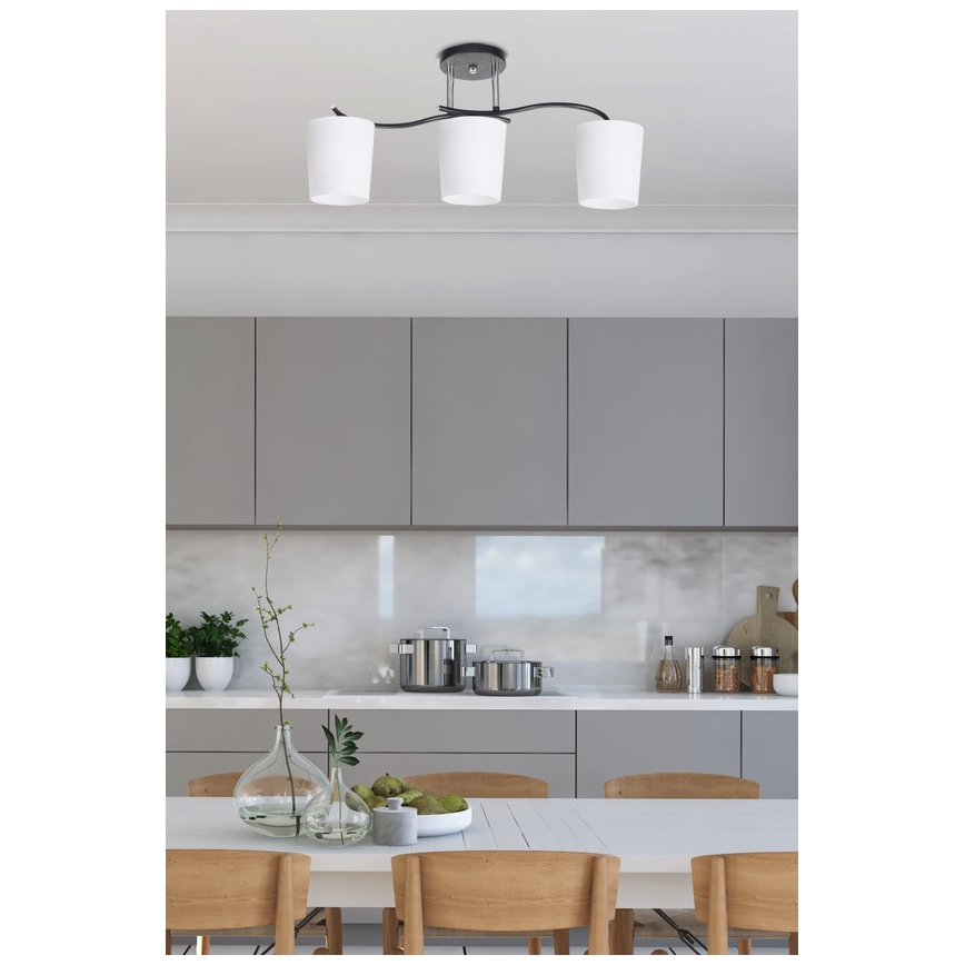Luster na tyči ESNYR 3xE27/40W/230V čierna/biela
