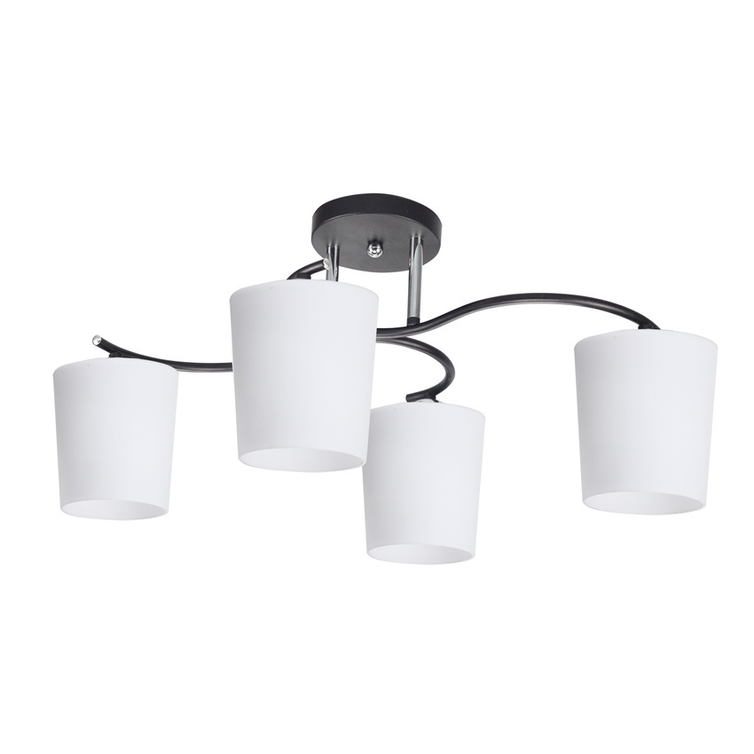 Luster na tyči ESNYR 4xE27/40W/230V čierna/biela