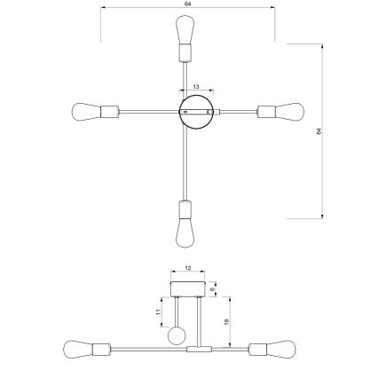 Luster na tyči FLAME 4xE27/60W/230V čierna/lesklý chróm