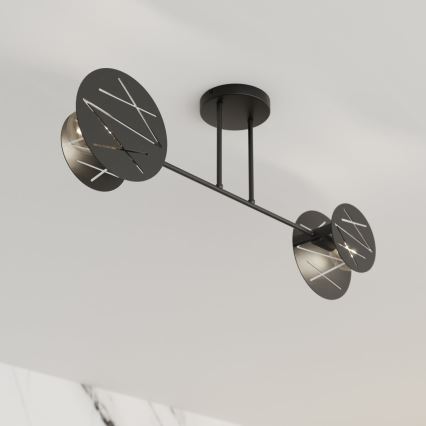Luster na tyči FRICK 2xE27/15W/230V čierna