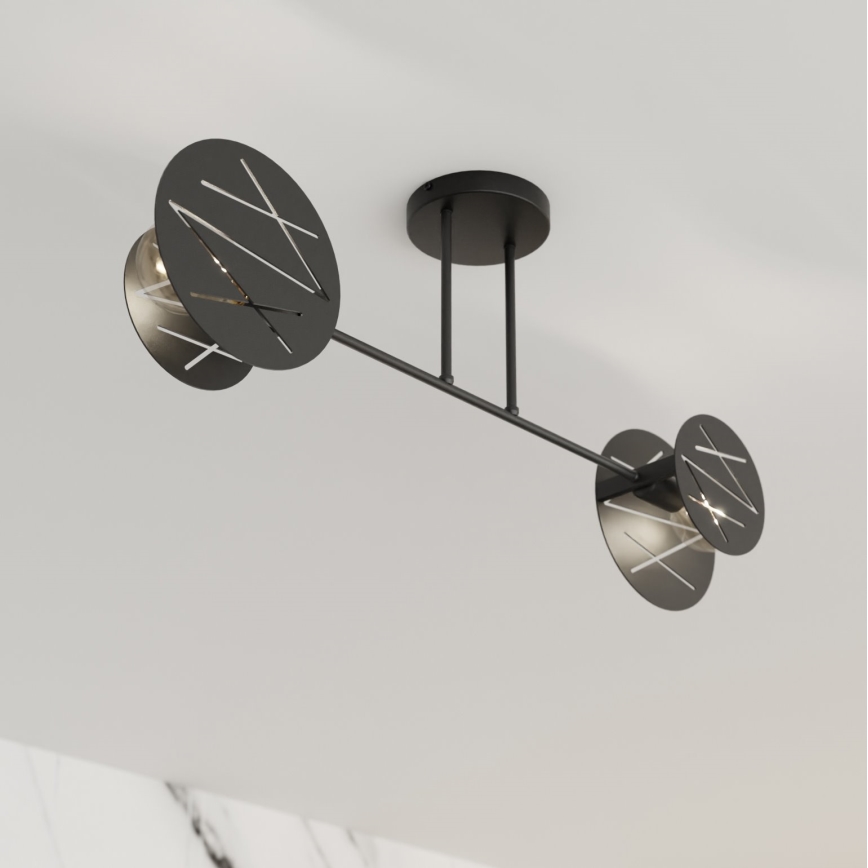 Luster na tyči FRICK 2xE27/15W/230V čierna