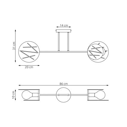Luster na tyči FRICK 2xE27/15W/230V čierna