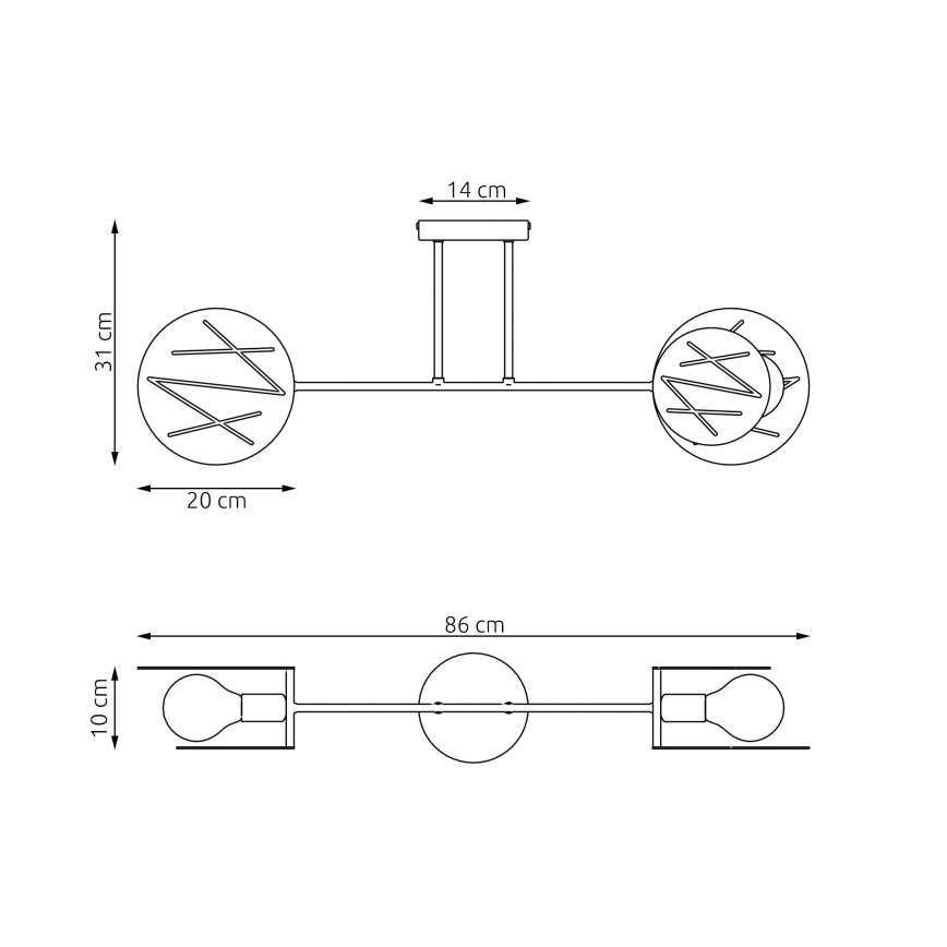 Luster na tyči FRICK 2xE27/15W/230V čierna